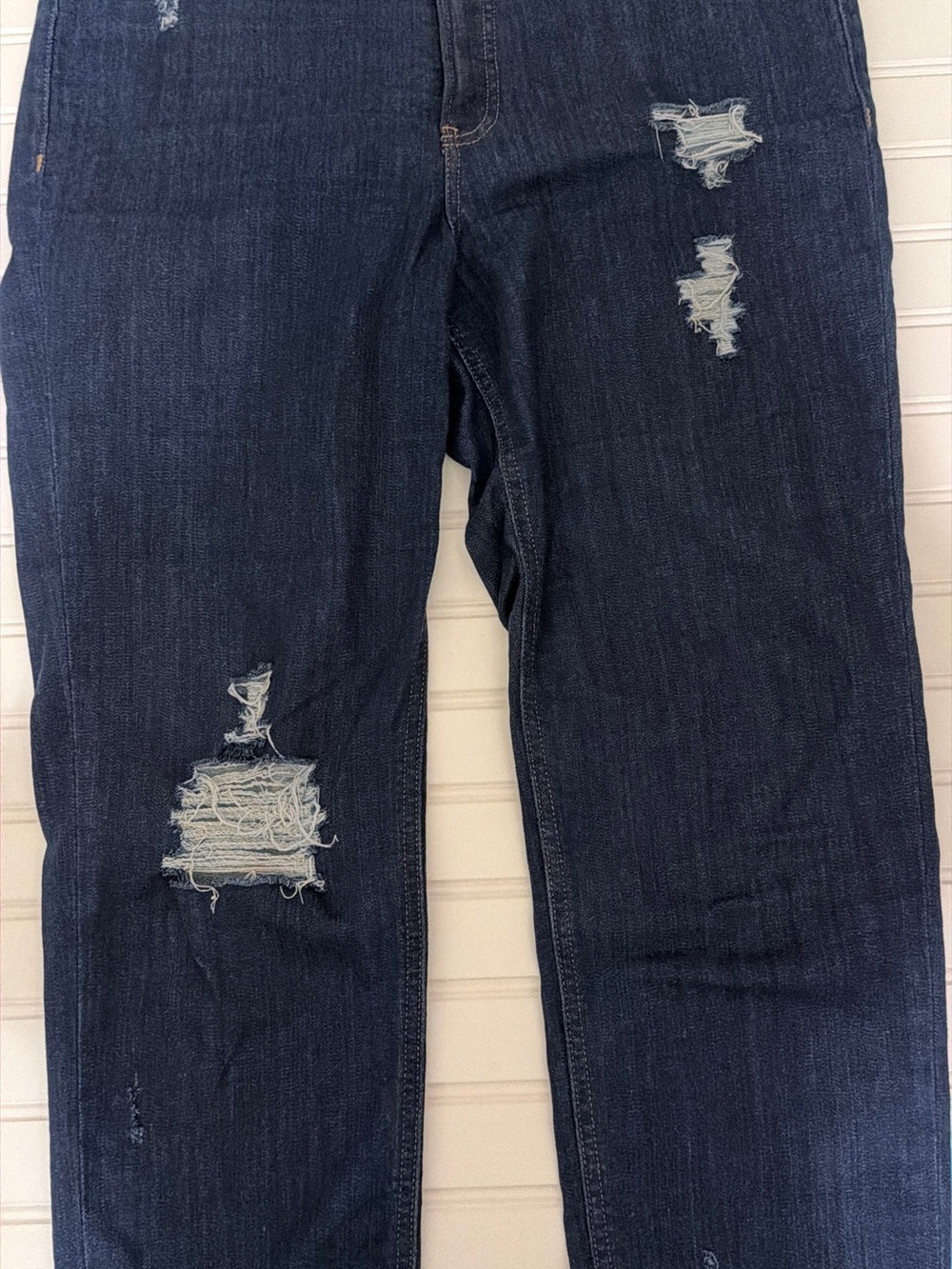 Express Dark Blue Distressed Women’s Mom Jeans Size 12